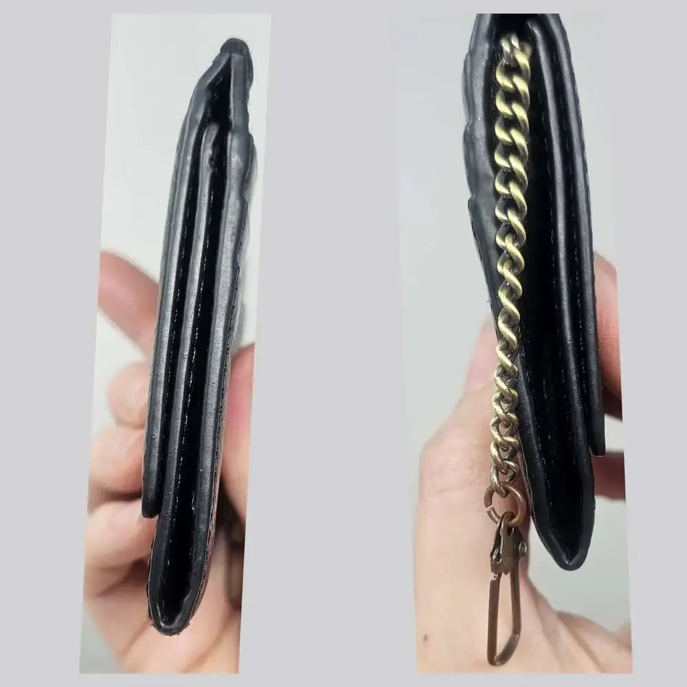 HOBO International Stitch Leather Cardholder Card Wallet Black Keychain